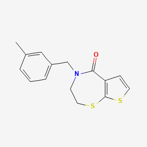 molecular formula C15H15NOS2 B2933109 4-(3-methylbenzyl)-3,4-dihydrothieno[3,2-f][1,4]thiazepin-5(2H)-one CAS No. 478247-13-1