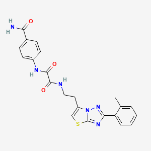 N1-(4-carbamoylphenyl)-N2-(2-(2-(o-tolyl)thiazolo[3,2-b][1,2,4]triazol-6-yl)ethyl)oxalamide