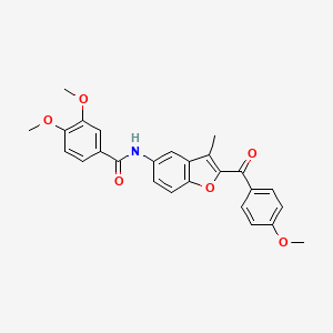 molecular formula C26H23NO6 B2933119 3,4-二甲氧基-N-[2-(4-甲氧基苯甲酰)-3-甲基-1-苯并呋喃-5-基]苯甲酰胺 CAS No. 929505-16-8