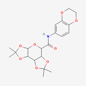 molecular formula C20H25NO8 B2933123 N-(2,3-dihydro-1,4-benzodioxin-6-yl)-2,2,7,7-tetramethyltetrahydro-3aH-bis[1,3]dioxolo[4,5-b:4',5'-d]pyran-5-carboxamide (non-preferred name) CAS No. 1093406-45-1