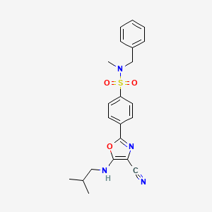 molecular formula C22H24N4O3S B2933125 N-benzyl-4-(4-cyano-5-(isobutylamino)oxazol-2-yl)-N-methylbenzenesulfonamide CAS No. 941003-80-1