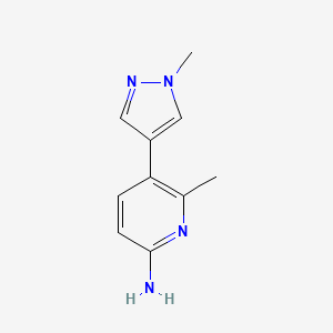 molecular formula C10H12N4 B2933130 6-甲基-5-(1-甲基-1H-吡唑-4-基)吡啶-2-胺 CAS No. 1429777-48-9