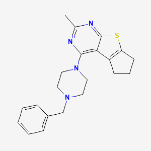 molecular formula C21H24N4S B2933142 4-(4-苄基哌嗪-1-基)-2-甲基-6,7-二氢-5H-环戊并[4,5]噻吩并[2,3-d]嘧啶 CAS No. 315678-37-6