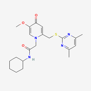 molecular formula C21H28N4O3S B2933143 N-环己基-2-(2-(((4,6-二甲基嘧啶-2-基)硫代)甲基)-5-甲氧基-4-氧代吡啶-1(4H)-基)乙酰胺 CAS No. 920409-91-2