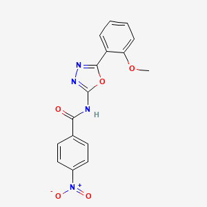 molecular formula C16H12N4O5 B2933147 N-[5-(2-methoxyphenyl)-1,3,4-oxadiazol-2-yl]-4-nitrobenzamide CAS No. 865285-76-3