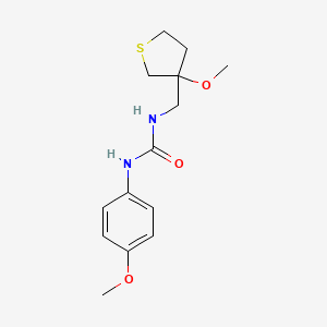 molecular formula C14H20N2O3S B2933148 1-(4-甲氧基苯基)-3-((3-甲氧基四氢噻吩-3-基)甲基)脲 CAS No. 1448043-44-4