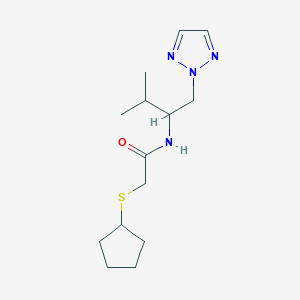molecular formula C14H24N4OS B2933159 2-(cyclopentylthio)-N-(3-methyl-1-(2H-1,2,3-triazol-2-yl)butan-2-yl)acetamide CAS No. 2034267-33-7