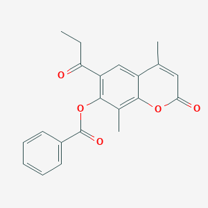 molecular formula C21H18O5 B293316 (4,8-Dimethyl-2-oxo-6-propanoylchromen-7-yl) benzoate 