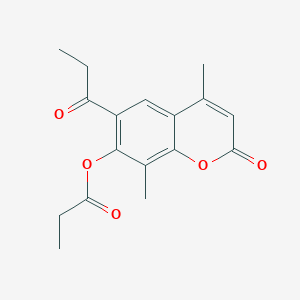molecular formula C17H18O5 B293317 4,8-dimethyl-2-oxo-6-propionyl-2H-chromen-7-yl propionate 