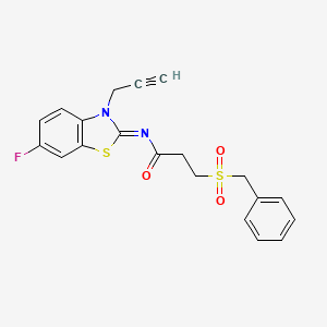 (E)-3-(benzylsulfonyl)-N-(6-fluoro-3-(prop-2-yn-1-yl)benzo[d]thiazol-2(3H)-ylidene)propanamide