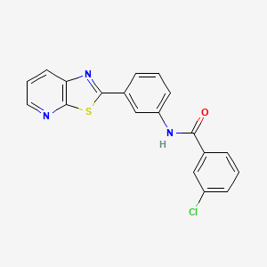 molecular formula C19H12ClN3OS B2933181 3-chloro-N-(3-(thiazolo[5,4-b]pyridin-2-yl)phenyl)benzamide CAS No. 863592-62-5