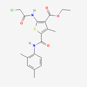 molecular formula C19H21ClN2O4S B2933187 Ethyl 2-(2-chloroacetamido)-5-[(2,4-dimethylphenyl)carbamoyl]-4-methylthiophene-3-carboxylate CAS No. 731011-92-0