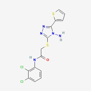 molecular formula C14H11Cl2N5OS2 B2933188 2-{[4-amino-5-(thiophen-2-yl)-4H-1,2,4-triazol-3-yl]sulfanyl}-N-(2,3-dichlorophenyl)acetamide CAS No. 886928-16-1