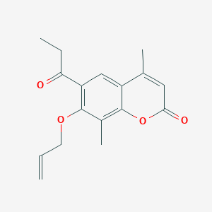 molecular formula C17H18O4 B293319 7-(allyloxy)-4,8-dimethyl-6-propionyl-2H-chromen-2-one 