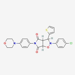 2-(4-chlorophenyl)-5-(4-morpholinophenyl)-3-(thiophen-2-yl)dihydro-2H-pyrrolo[3,4-d]isoxazole-4,6(5H,6aH)-dione