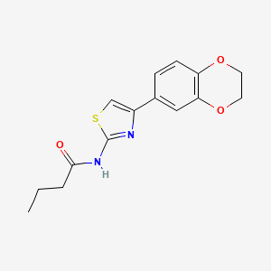 molecular formula C15H16N2O3S B2933218 N-(4-(2,3-dihydrobenzo[b][1,4]dioxin-6-yl)thiazol-2-yl)butyramide CAS No. 864937-42-8