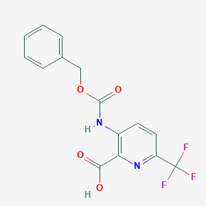 molecular formula C15H11F3N2O4 B2933219 3-(Phenylmethoxycarbonylamino)-6-(trifluoromethyl)pyridine-2-carboxylic acid CAS No. 2287316-45-2