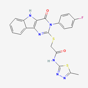 2-((3-(4-fluorophenyl)-4-oxo-4,5-dihydro-3H-pyrimido[5,4-b]indol-2-yl)thio)-N-(5-methyl-1,3,4-thiadiazol-2-yl)acetamide
