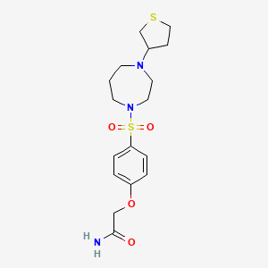 molecular formula C17H25N3O4S2 B2933232 2-(4-((4-(四氢噻吩-3-基)-1,4-二氮杂环-1-基)磺酰基)苯氧基)乙酰胺 CAS No. 2320458-17-9