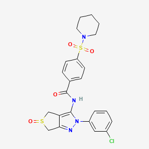 N-[2-(3-chlorophenyl)-5-oxo-4,6-dihydrothieno[3,4-c]pyrazol-3-yl]-4-piperidin-1-ylsulfonylbenzamide