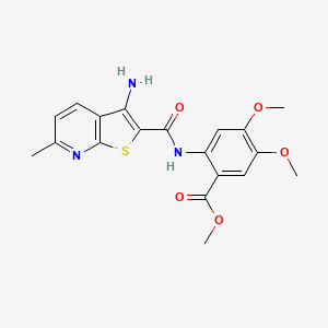 molecular formula C19H19N3O5S B2933240 2-(3-氨基-6-甲基噻吩并[2,3-b]吡啶-2-甲酰胺基)-4,5-二甲氧基苯甲酸甲酯 CAS No. 923216-50-6