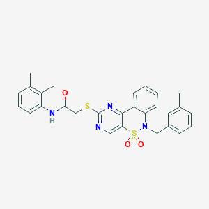 molecular formula C28H26N4O3S2 B2933243 N-(2,3-dimethylphenyl)-2-{[6-(3-methylbenzyl)-5,5-dioxido-6H-pyrimido[5,4-c][2,1]benzothiazin-2-yl]thio}acetamide CAS No. 932529-40-3