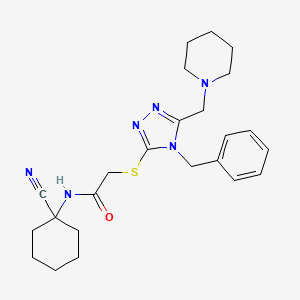 2-[[4-benzyl-5-(piperidin-1-ylmethyl)-1,2,4-triazol-3-yl]sulfanyl]-N-(1-cyanocyclohexyl)acetamide