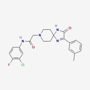 N-(3-chloro-4-fluorophenyl)-2-(3-oxo-2-(m-tolyl)-1,4,8-triazaspiro[4.5]dec-1-en-8-yl)acetamide