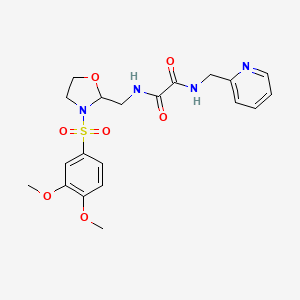 N1-((3-((3,4-dimethoxyphenyl)sulfonyl)oxazolidin-2-yl)methyl)-N2-(pyridin-2-ylmethyl)oxalamide