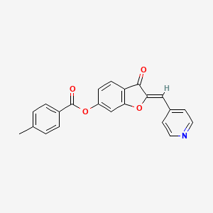 molecular formula C22H15NO4 B2933248 (Z)-3-oxo-2-(pyridin-4-ylmethylene)-2,3-dihydrobenzofuran-6-yl 4-methylbenzoate CAS No. 622363-10-4