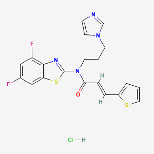 molecular formula C20H17ClF2N4OS2 B2933251 (E)-N-(3-(1H-咪唑-1-基)丙基)-N-(4,6-二氟苯并[d]噻唑-2-基)-3-(噻吩-2-基)丙烯酰胺盐酸盐 CAS No. 1217219-58-3