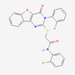 molecular formula C24H15ClFN3O3S B2933252 N-(2-chlorophenyl)-2-[[3-(2-fluorophenyl)-4-oxo-[1]benzofuro[3,2-d]pyrimidin-2-yl]sulfanyl]acetamide CAS No. 872207-89-1