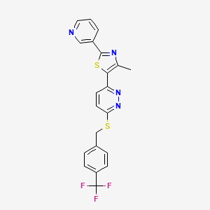 4-Methyl-2-(pyridin-3-yl)-5-(6-((4-(trifluoromethyl)benzyl)thio)pyridazin-3-yl)thiazole