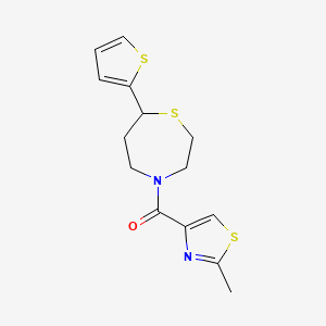 molecular formula C14H16N2OS3 B2933258 (2-甲基噻唑-4-基)(7-(噻吩-2-基)-1,4-噻氮杂环-4-基)甲苯酮 CAS No. 1706095-16-0