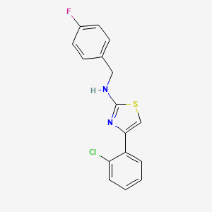 molecular formula C16H12ClFN2S B2933262 4-(2-chlorophenyl)-N-[(4-fluorophenyl)methyl]-1,3-thiazol-2-amine CAS No. 852388-96-6