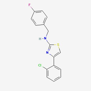 molecular formula C16H12ClFN2S B2933262 4-(2-氯苯基)-N-[(4-氟苯基)甲基]-1,3-噻唑-2-胺 CAS No. 852388-96-6