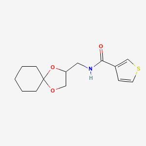 molecular formula C14H19NO3S B2933268 N-(1,4-dioxaspiro[4.5]decan-2-ylmethyl)thiophene-3-carboxamide CAS No. 1208751-32-9