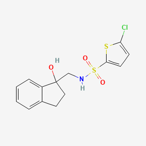 molecular formula C14H14ClNO3S2 B2933269 5-chloro-N-((1-hydroxy-2,3-dihydro-1H-inden-1-yl)methyl)thiophene-2-sulfonamide CAS No. 1396799-58-8