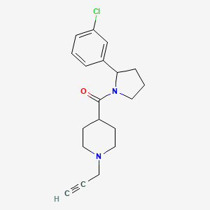 molecular formula C19H23ClN2O B2933270 [2-(3-Chlorophenyl)pyrrolidin-1-yl]-(1-prop-2-ynylpiperidin-4-yl)methanone CAS No. 1385443-74-2