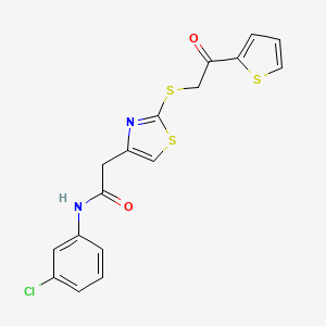 molecular formula C17H13ClN2O2S3 B2933275 N-(3-chlorophenyl)-2-(2-((2-oxo-2-(thiophen-2-yl)ethyl)thio)thiazol-4-yl)acetamide CAS No. 1020979-49-0