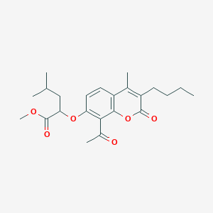 molecular formula C23H30O6 B293337 methyl 2-[(8-acetyl-3-butyl-4-methyl-2-oxo-2H-chromen-7-yl)oxy]-4-methylpentanoate 