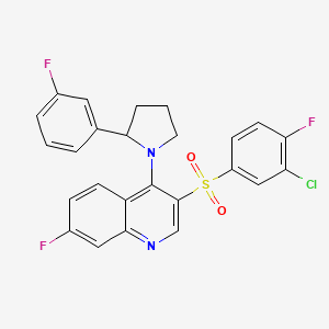 3-[(3-Chloro-4-fluorophenyl)sulfonyl]-7-fluoro-4-[2-(3-fluorophenyl)pyrrolidin-1-yl]quinoline