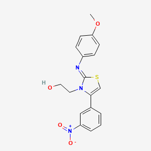 molecular formula C18H17N3O4S B2933377 (Z)-2-(2-((4-methoxyphenyl)imino)-4-(3-nitrophenyl)thiazol-3(2H)-yl)ethanol CAS No. 928199-26-2