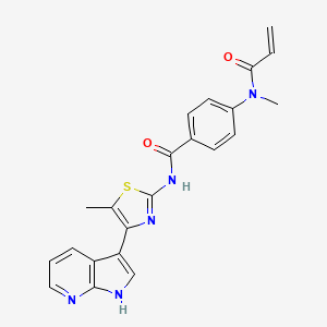 molecular formula C22H19N5O2S B2933390 4-[Methyl(prop-2-enoyl)amino]-N-[5-methyl-4-(1H-pyrrolo[2,3-b]pyridin-3-yl)-1,3-thiazol-2-yl]benzamide CAS No. 2418731-62-9
