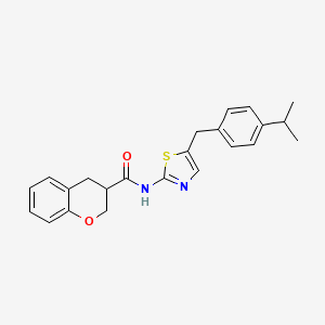 molecular formula C23H24N2O2S B2933397 N-{5-[4-(丙-2-基)苄基]-1,3-噻唑-2-基}-3,4-二氢-2H-色满-3-甲酰胺 CAS No. 924824-31-7