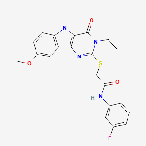 2-({3-ethyl-8-methoxy-5-methyl-4-oxo-3H,4H,5H-pyrimido[5,4-b]indol-2-yl}sulfanyl)-N-(3-fluorophenyl)acetamide