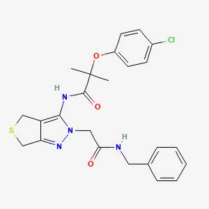molecular formula C24H25ClN4O3S B2933422 N-(2-(2-(benzylamino)-2-oxoethyl)-4,6-dihydro-2H-thieno[3,4-c]pyrazol-3-yl)-2-(4-chlorophenoxy)-2-methylpropanamide CAS No. 1105217-68-2