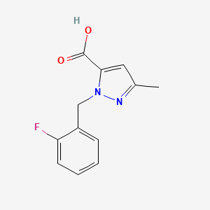 molecular formula C12H11FN2O2 B2933424 1-(2-Fluorobenzyl)-3-methyl-1H-pyrazole-5-carboxylic acid CAS No. 864523-18-2