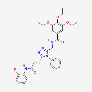 molecular formula C30H32FN5O5S B2933428 3,4,5-triethoxy-N-((5-((2-((2-fluorophenyl)amino)-2-oxoethyl)thio)-4-phenyl-4H-1,2,4-triazol-3-yl)methyl)benzamide CAS No. 389071-37-8