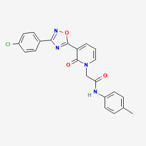molecular formula C22H17ClN4O3 B2933434 2-[3-[3-(4-chlorophenyl)-1,2,4-oxadiazol-5-yl]-2-oxopyridin-1(2H)-yl]-N-(4-methylphenyl)acetamide CAS No. 1105214-68-3